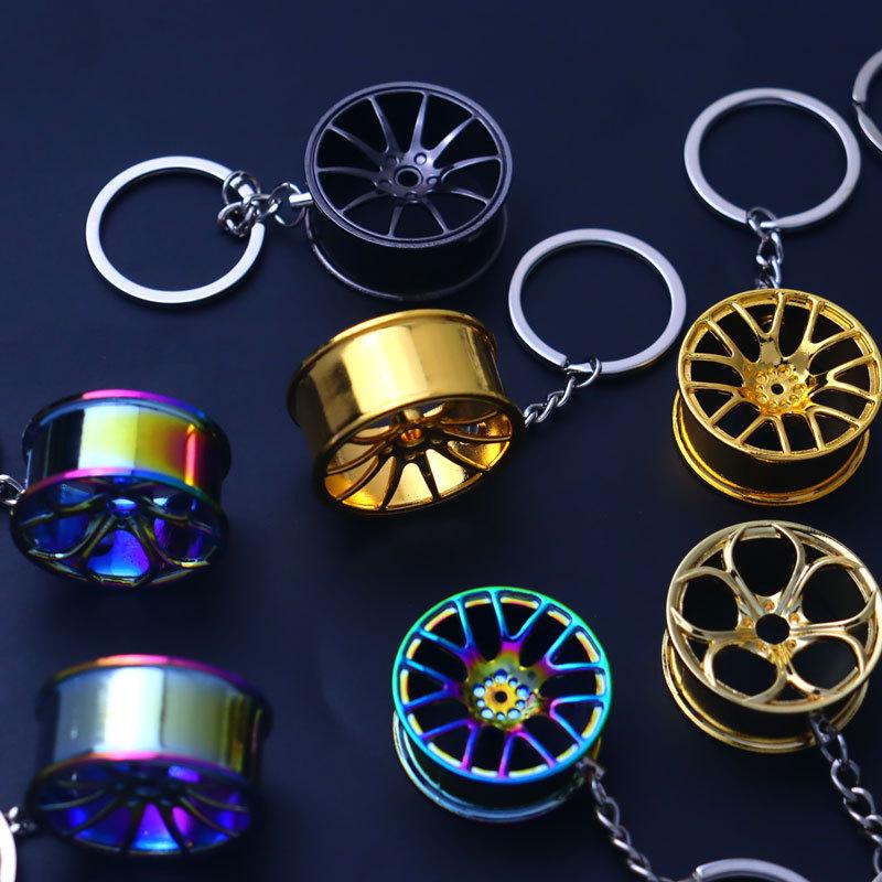 Motorcycle Wheel Keychain Pendant - Creative Laser-Printed Metal Hub