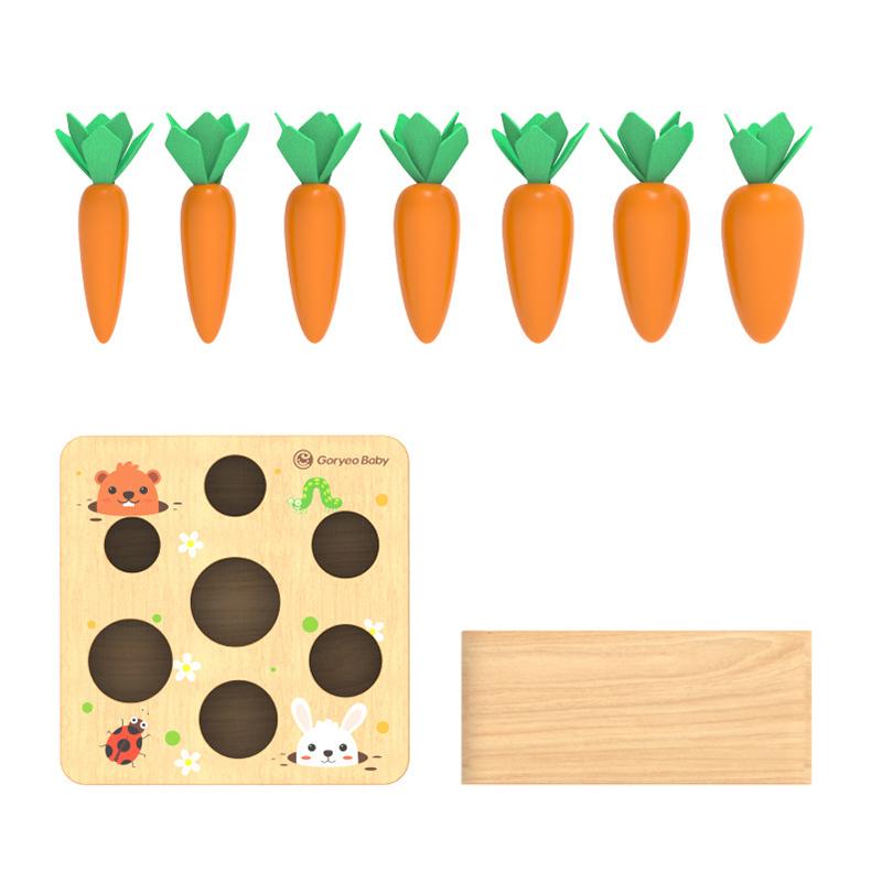 Montessori Toy Set Baby Wooden Pull Carrot Shape Matching Size Cognition Kids Early Education Puzzle Sensory Toy For Children