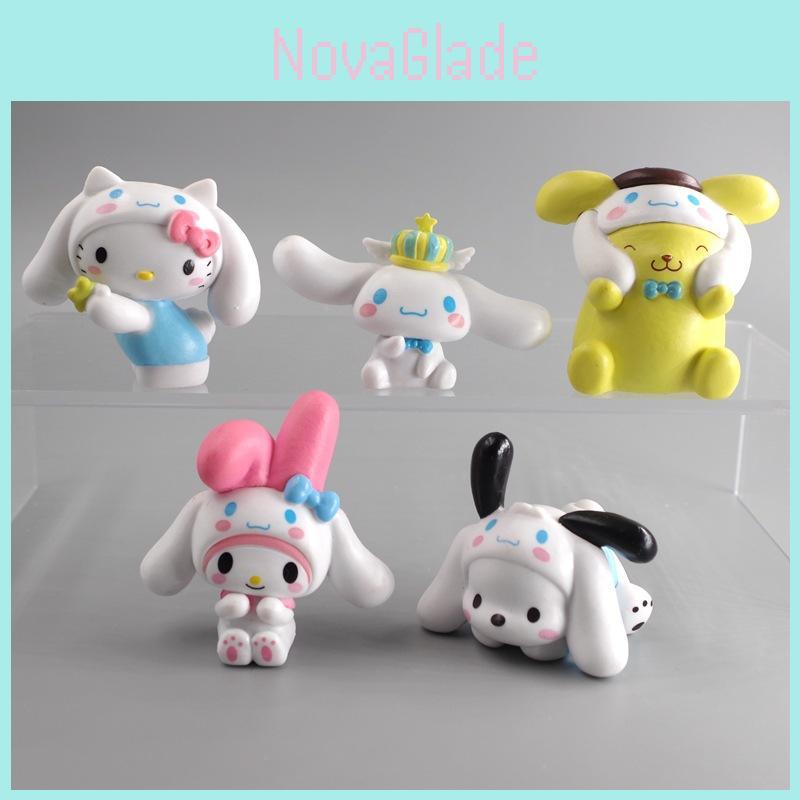Adorable Sanrio Characters Cute Cartoon Kuromi My Melody Cinnamoroll Figure Toys Set