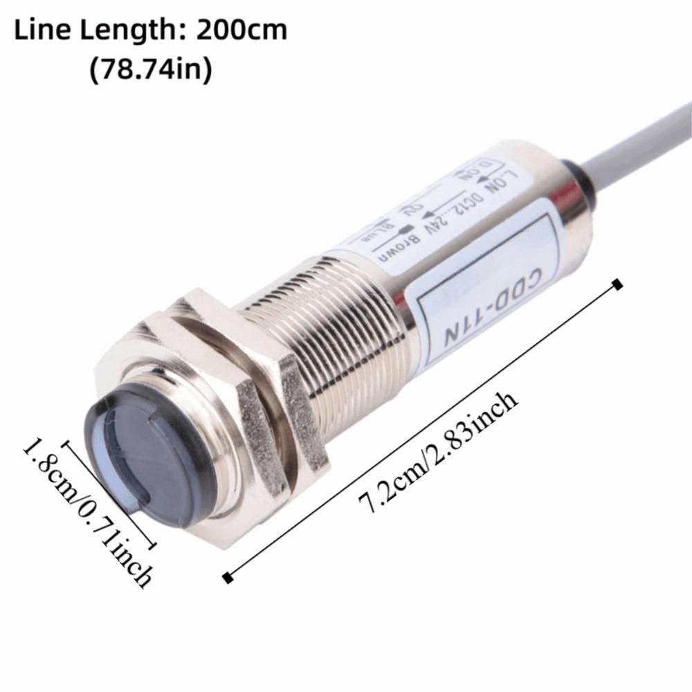 Adjustable 12-24VDC Photoelectric Sensor 10mm Detection 4-Wire Diffuse Reflection Sensor 18MM Detection Switch Machine Equipment