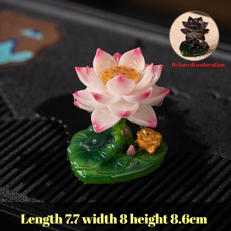 Color Changing Tea Pet Lotus Frog Figure Handmade Clay Ceramic Decor for Tea Table Office Desk Gift Zen Home Ornament
