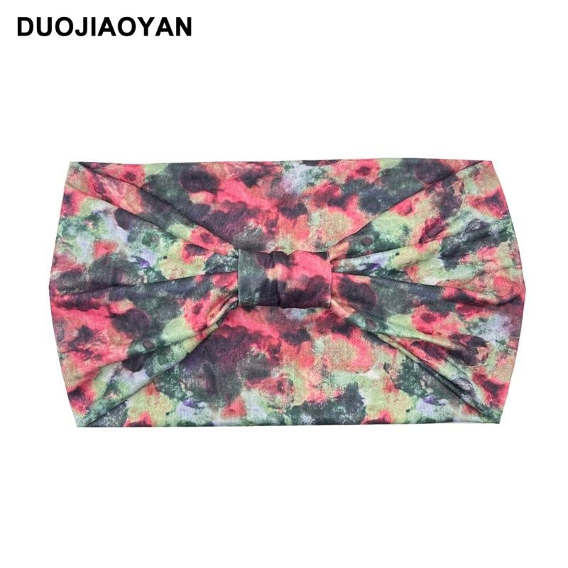 Knot Headband, Color Blocked Pattern Printed Sports Headband, Fashionable Polka Dot Wide Edge Elastic Headband