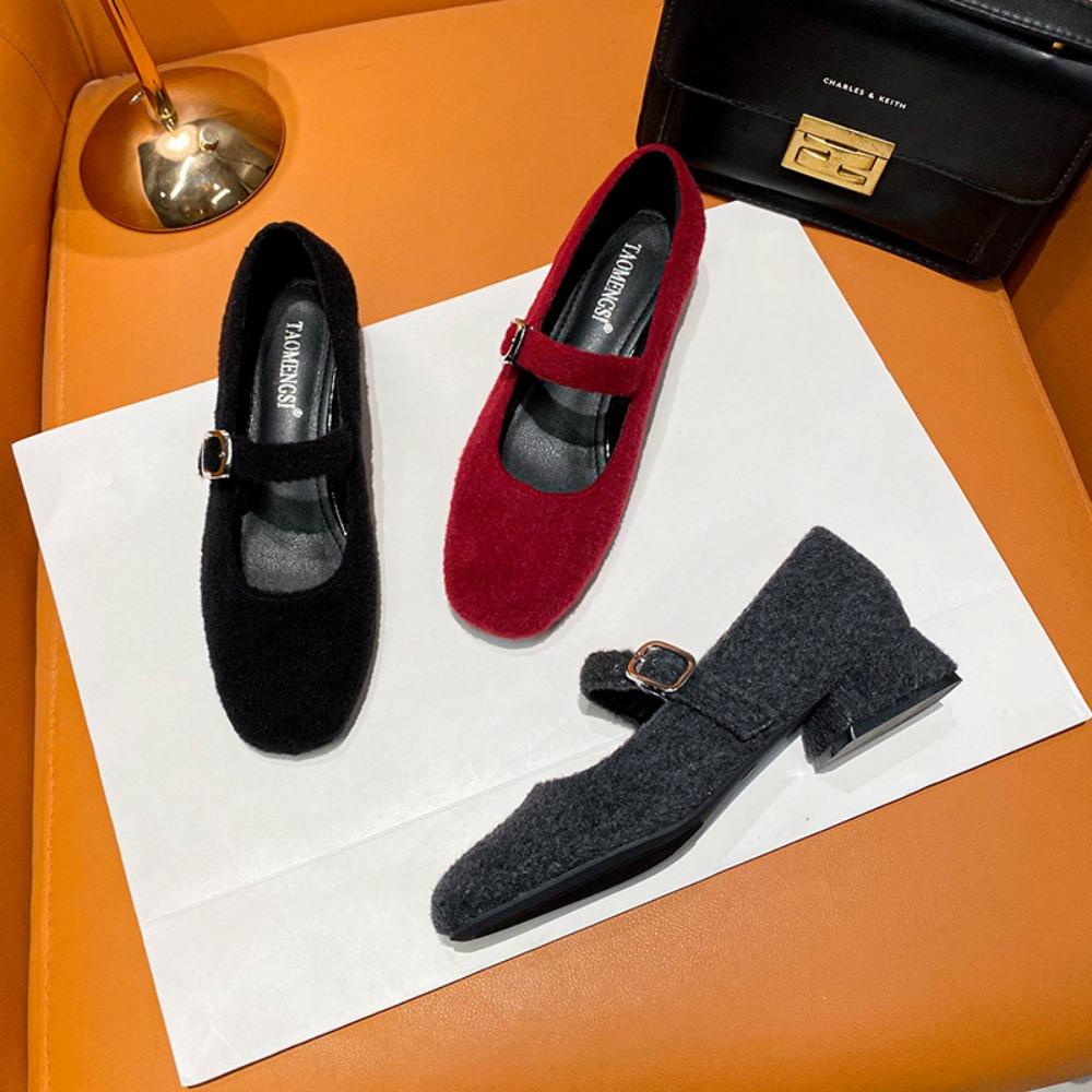 Fashion Pumps Women's 2025 Spring/autumn Buckle Mary Jane Shoes for Womens Thick Heels Wearing Oversized 43 High Heels Woman's Shoes