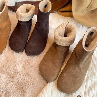 Two Wearing Warm Snow Boots for Women's Autumn and Winter New Thick-soled Fluffy Cotton Shoes Retro Velvet Short Boots for Women's Shoes