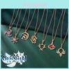 Genshin Impact Visión Elemento Diamante Colgante Collar Cadena de Aleación Circonita Incrustada