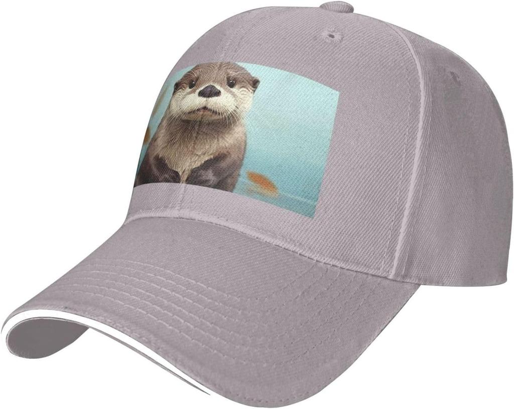 Cute Otter Animal Print Baseball Cap Polyester Adjustable Casual Summer Baseball Hat for Adults