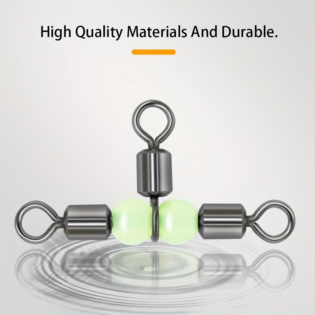 50pcs T-Shaped Fishing Swivel Rings, Copper Line Hook Connectors, Fishing Tackle Accessories