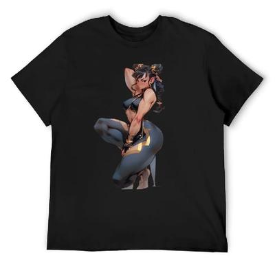 Chun-Li Black Dress T-Shirt Tshirts Personalised Luxury Man Aesthetic Clothes Mens Cotton T Shirts