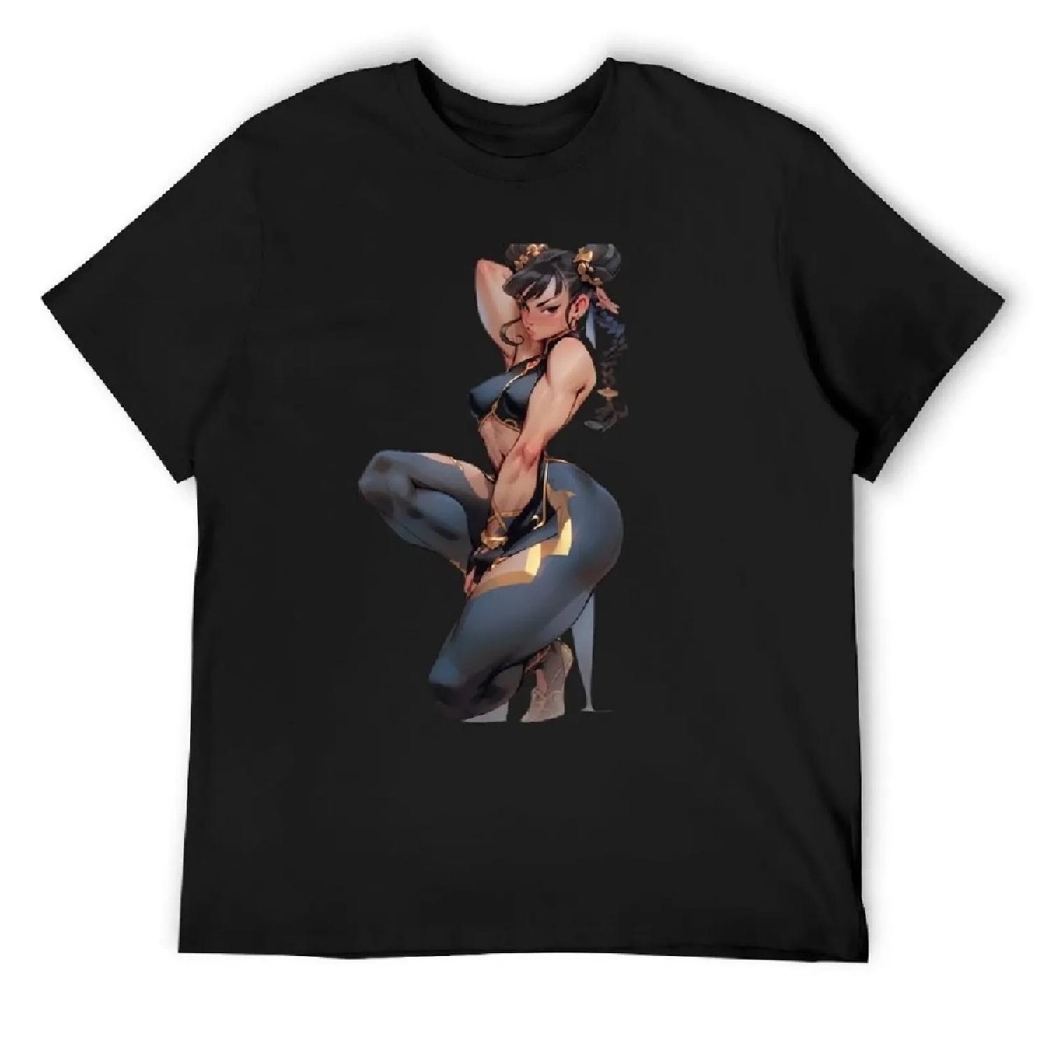 

Chun-Li black dress T-Shirt tshirts personalised Luxury man aesthetic clothes mens cotton t shirts S