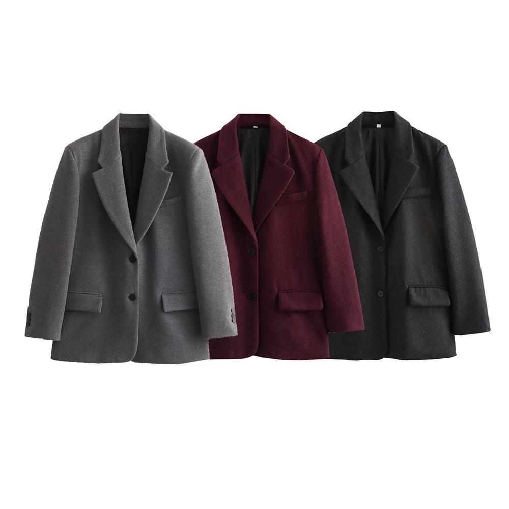 

2024 Women s Autumn/Winter Wool Suit: Textured Single-Breasted Coat Extra Small