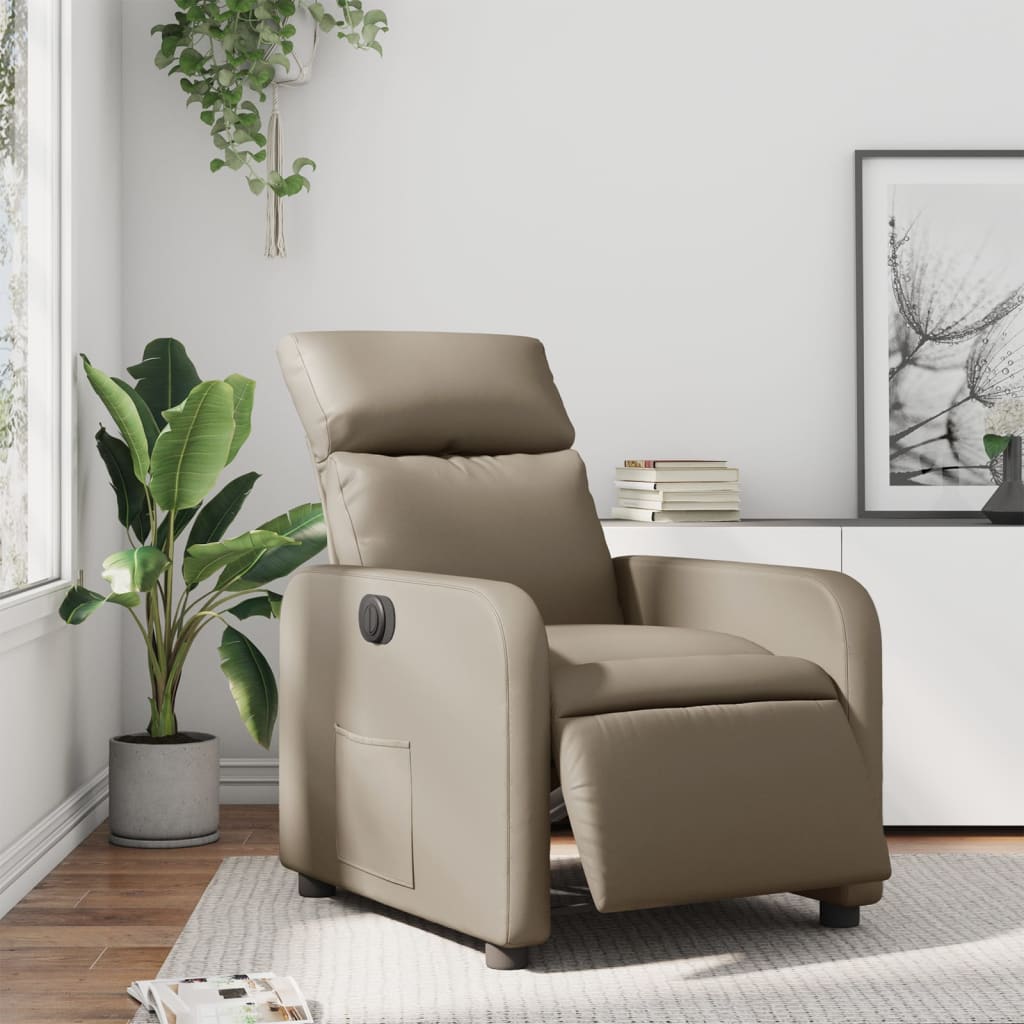 Electric Recliner Chair Cappuccino Brown Faux Leather
