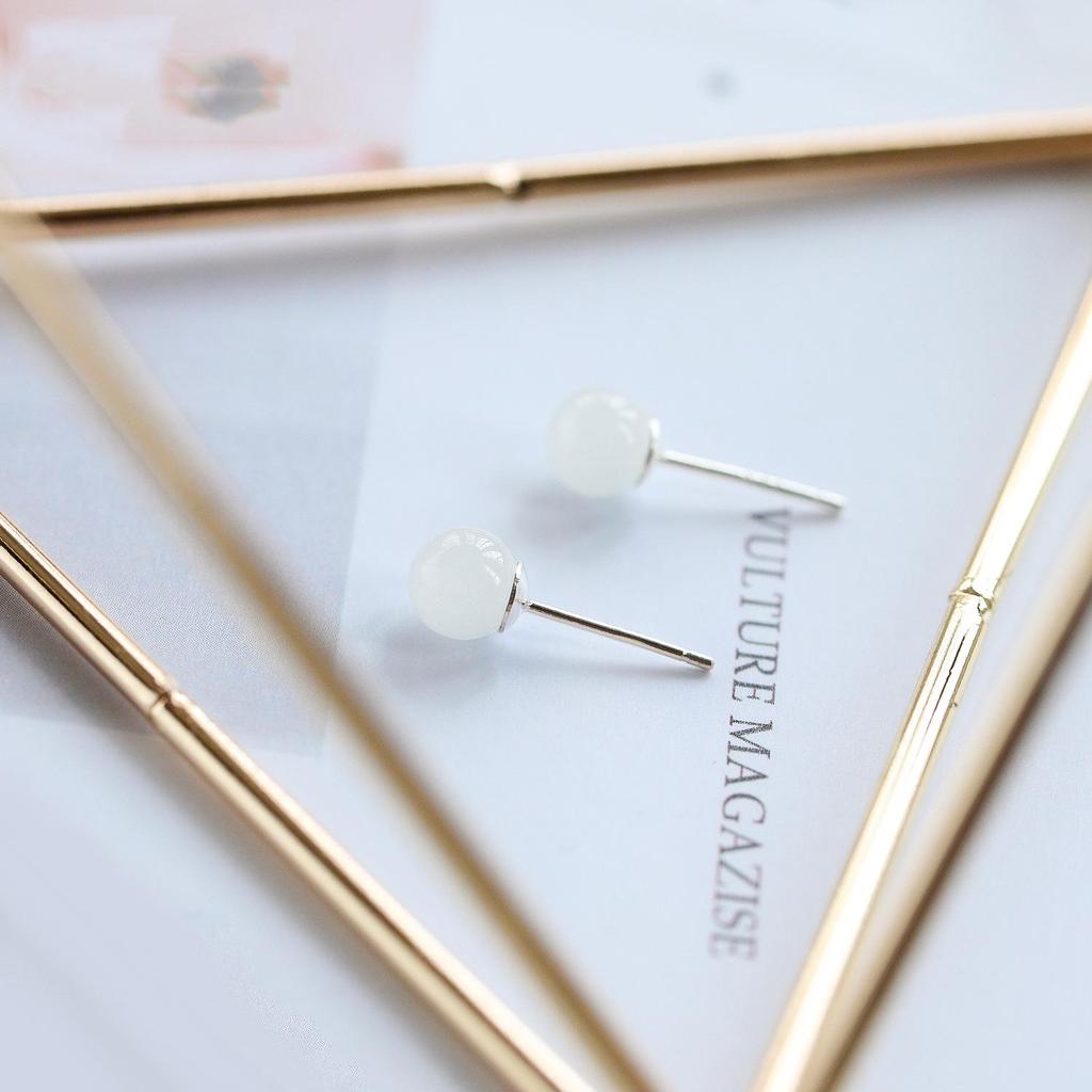 Qiaoen Natural Crystal Hetian Jade & 925 Silver Women's Earrings