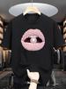 Rosa Glitzer Lippen Grafikdruck T-Shirt Unisex S Kleidung Luxuriöses Make-up T-Shirt Haut Frau Ästhetische Kleidung T-Shirt Großhandel