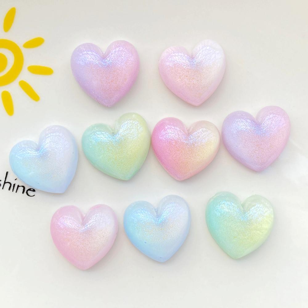 10Pcs New Cute shiny colorful heart shape Flat Back Resin Scrapbooking DIY Jewelry Craft Decoration Accessorie