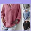 Luxe Comfortabel Oversized Shirt met Kruis V-hals voor Dames in Etnisch Effen Ontwerp