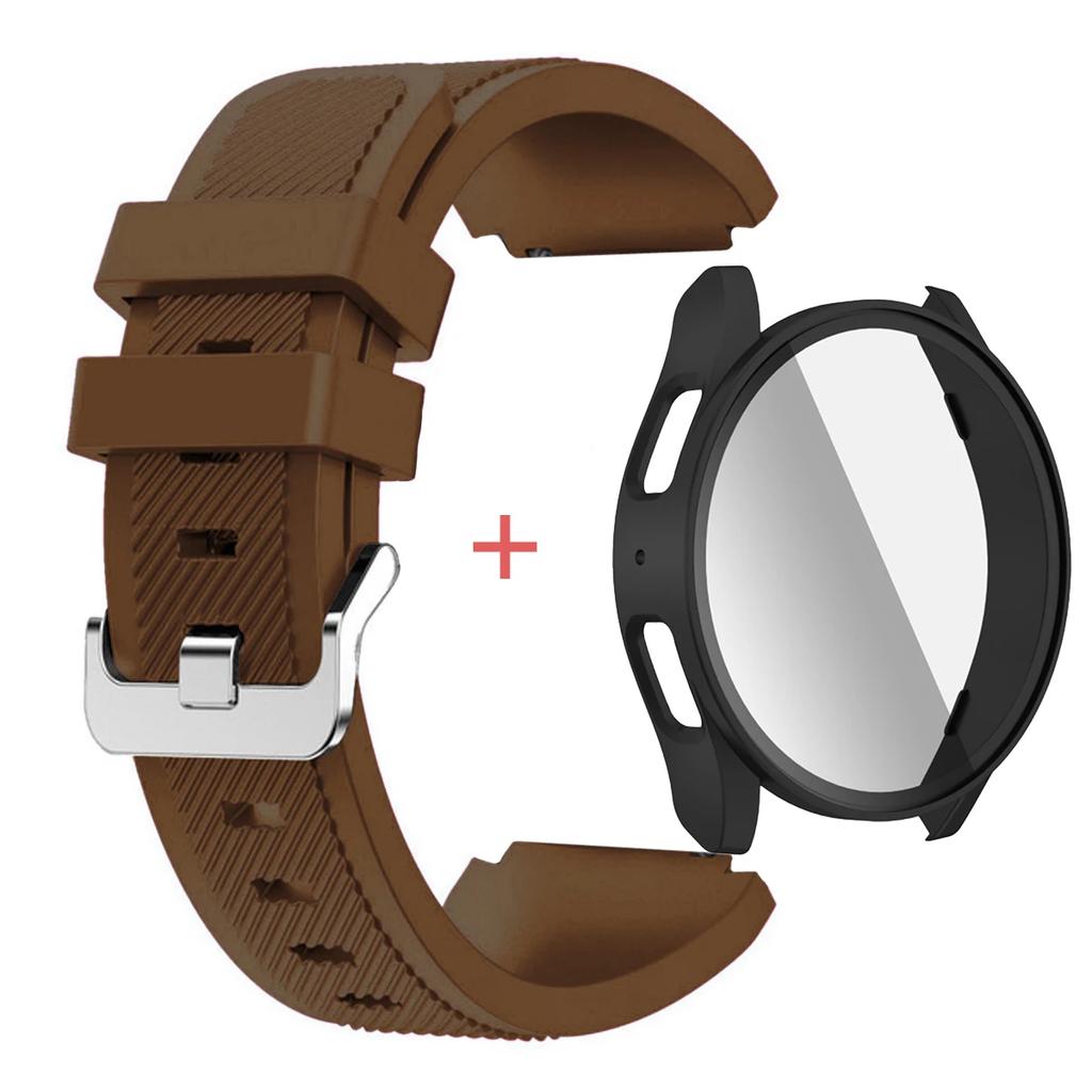 Glass Case +Band for Samsung Galaxy Watch 7/6/5/4 40 44mm Tempered PC Cover Silicone Sport Bracelet Watch 7/6/5/4 40 Accessories