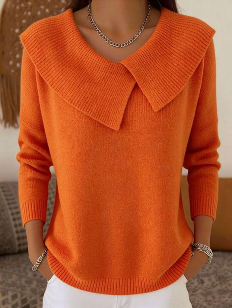 Women's Long Sleeve Doll Neck Knit Sweater