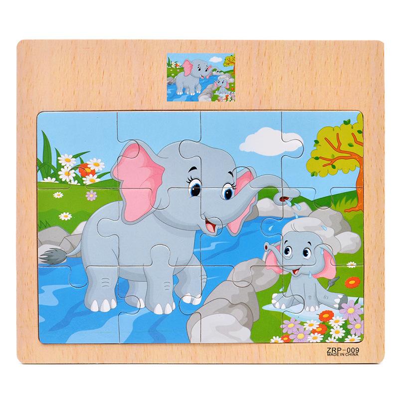 New Wooden 12 Piece Puzzle Puzzle Infant and Child Educational Early Education Toys Animal Traffic Wooden Puzzle Toys