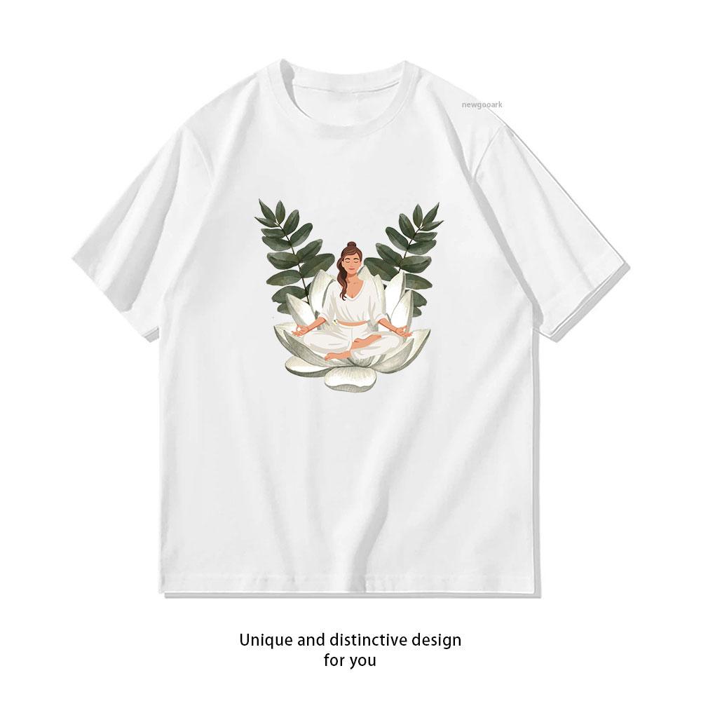 

Lotus Yoga Pose tshirt Women Unisex Casual cotton printed t shirts Adult streetwear camisetas tops tee Shortsleev 4XL