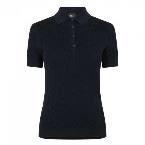BOSS Polo Feminino/Senhora Fointa Chevron de Manga Curta