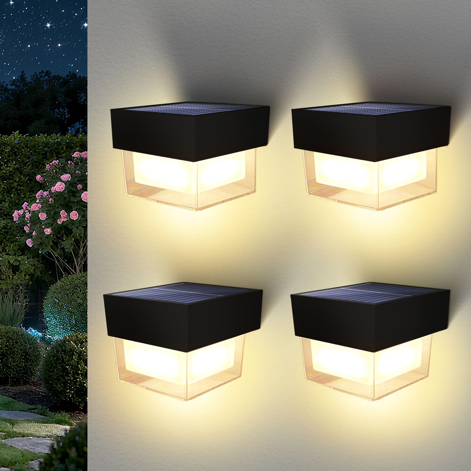 

KINGHE Solar Outdoor Wall Lights, Bracket Lights, Wall-Mounted, Automatically Turns On, Ideal for Entryways, Patios, Gardens, Verandas, Garages,