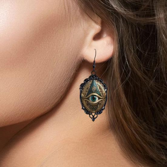 All-Seeing Eye Pendant Jewelry Eye of God Necklace Triangle Pyramid Mystical Eye Dangle Earrings for Women Men Mystics