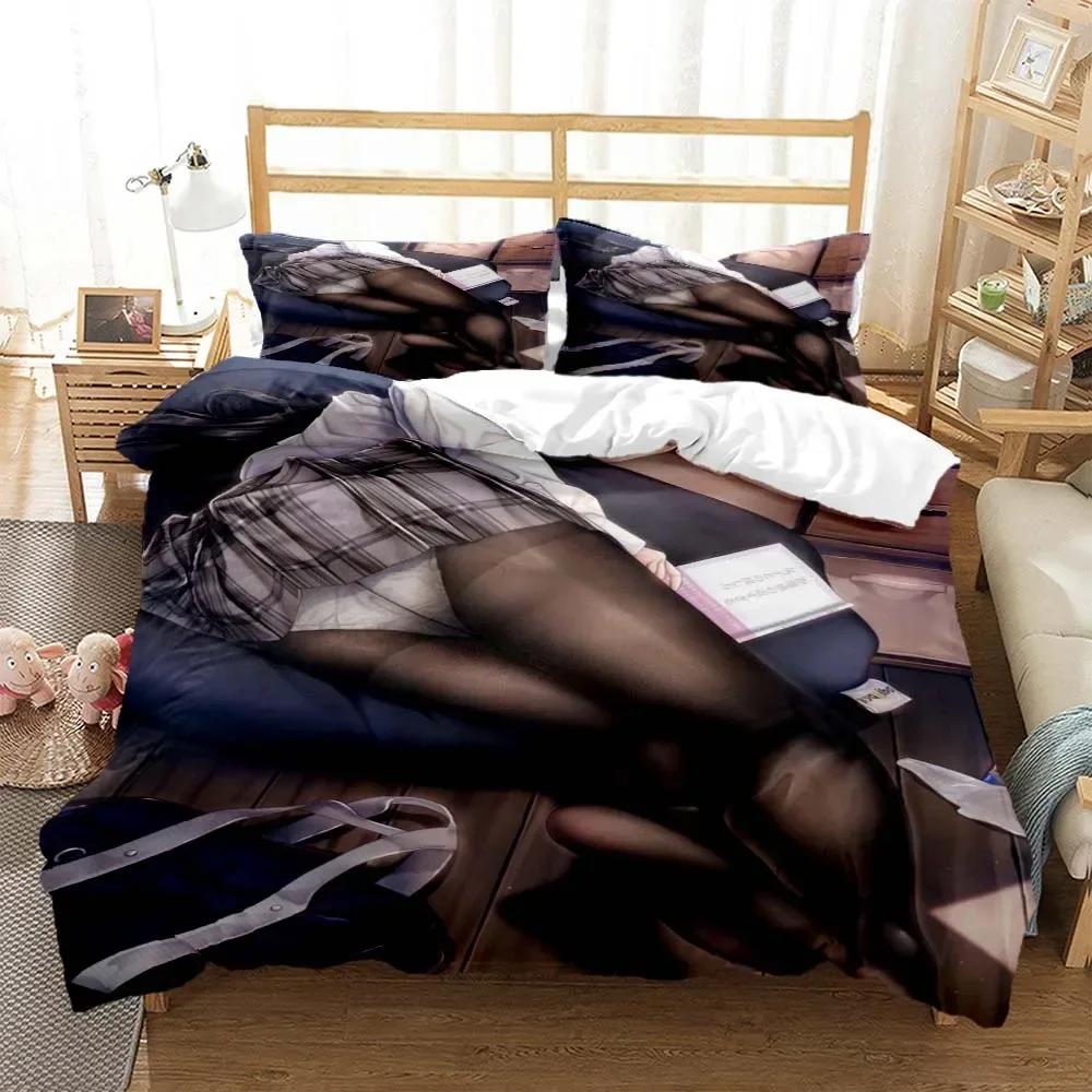 Sexy anime beauty Digital Print Comfortable Duvet Quilt Cover Pillowcase Bedding Set Children Bedroom Decoration Home Textile