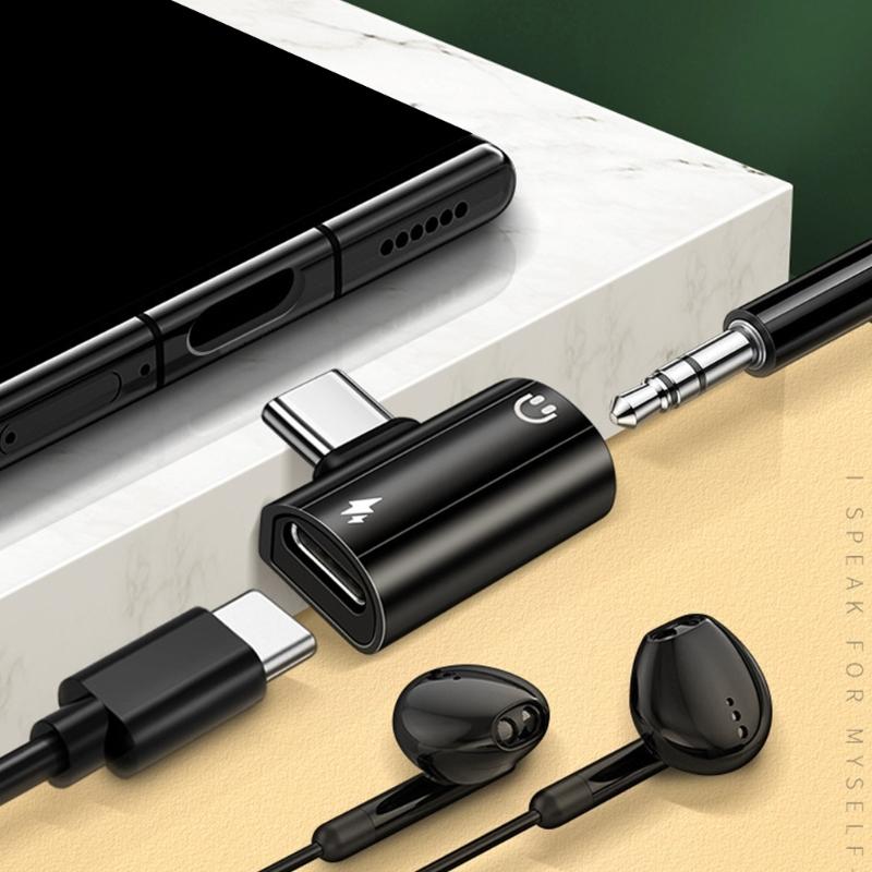 USB C To 3.5mm Headphone and Chargers Adapter With 3.5mm Headphone Port PD60W Fast Charging Aluminum Alloy Design