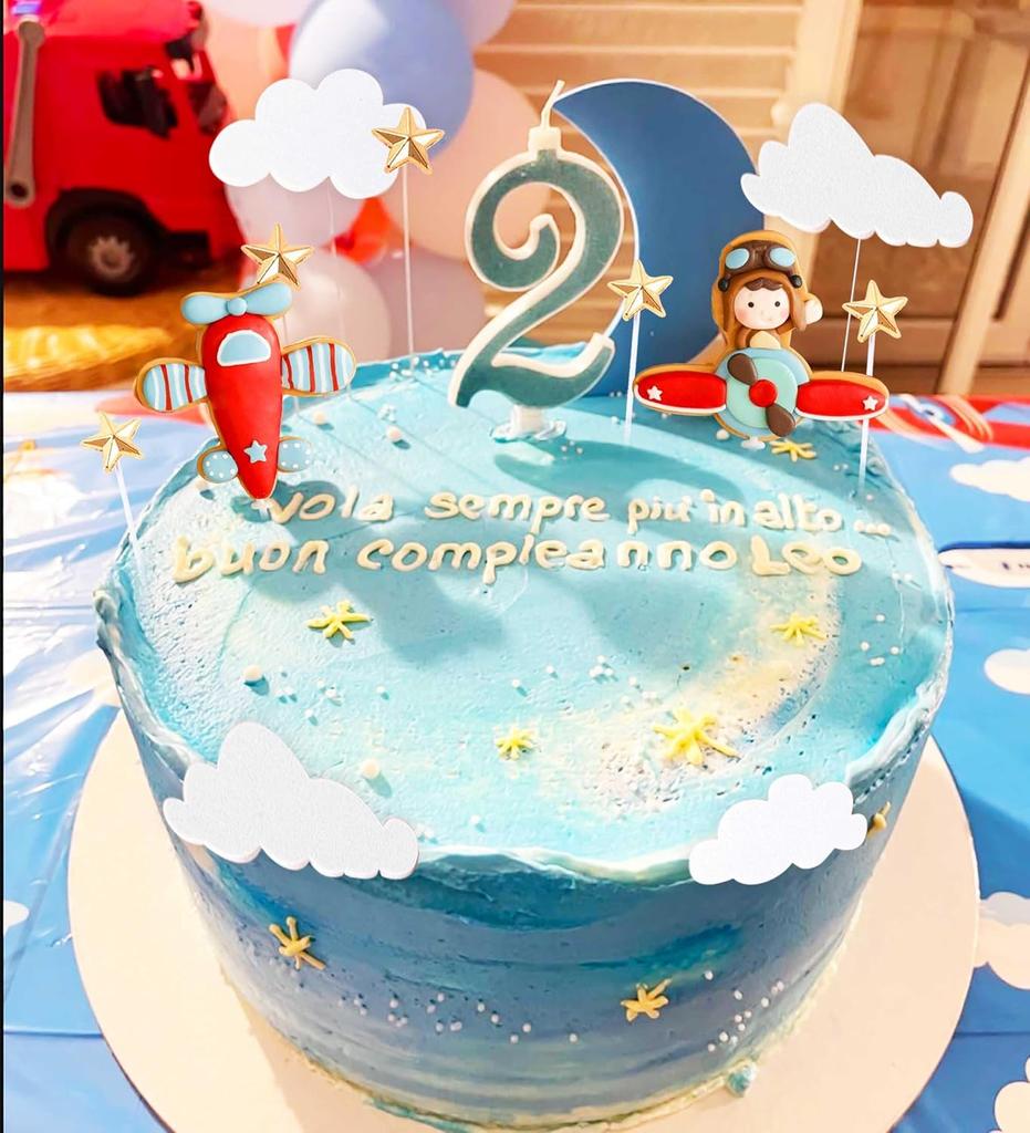 13PCS Airplane Cake Topper for Time Flies 1st, Airplane Themed Decorations for Birthday Baby Shower