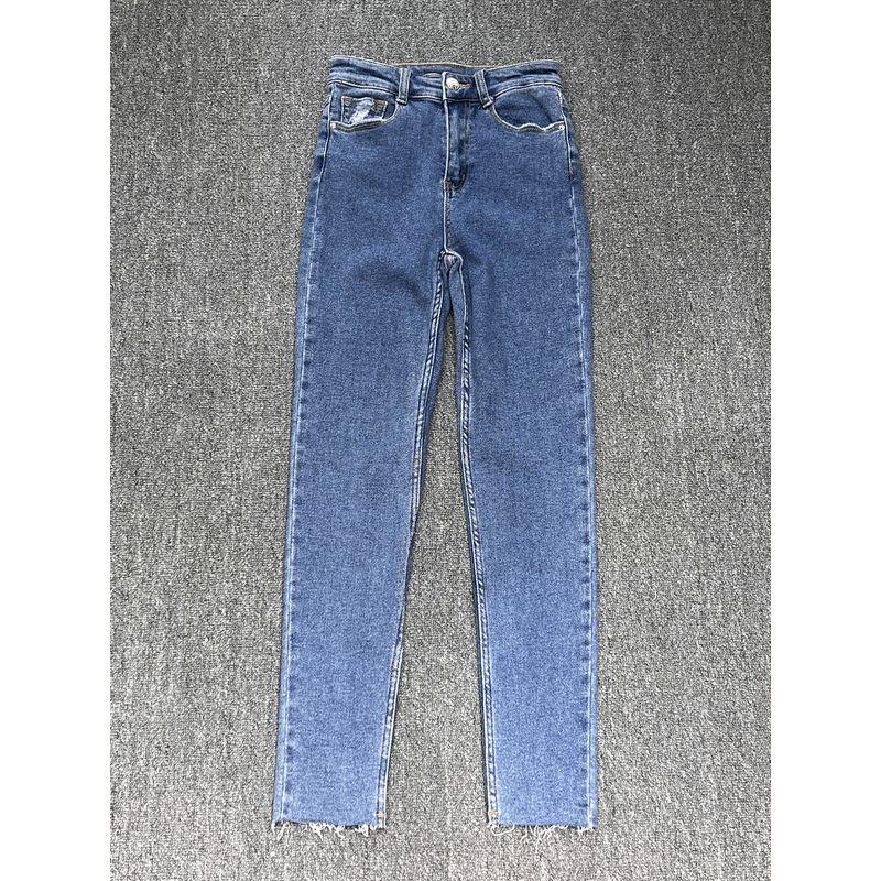 

European and American Original Denim Color Series Narrow Tube Denim High Elastic High Q Skinny Pants Narrow Tube Pants Slimming Artifact Paragraph II 38