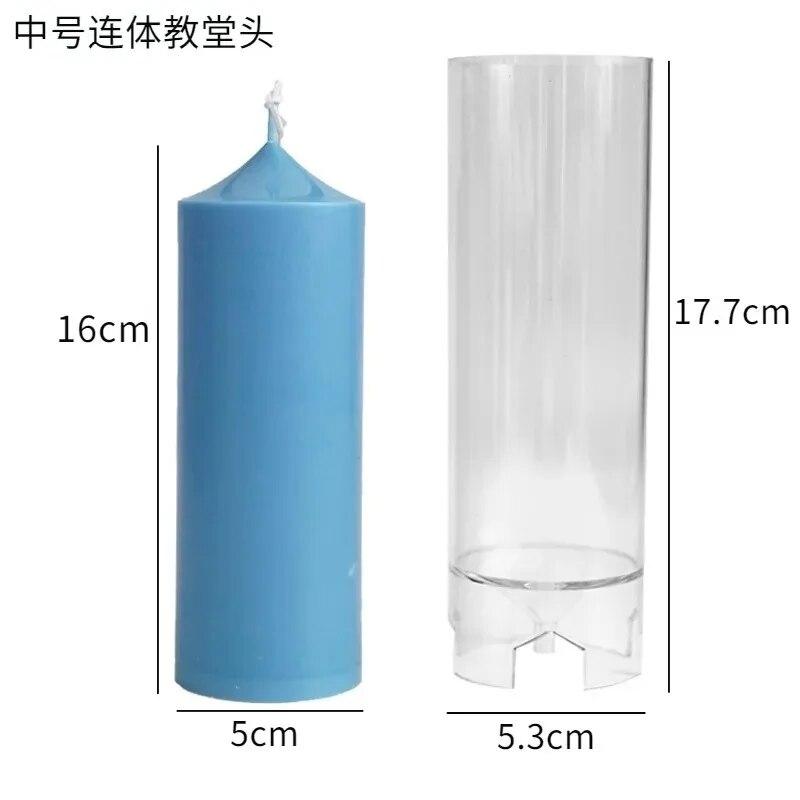 3D Spire Cylinder Candle Mold DIY Vintage Church Head Candles Making Tool Acrylic Plastic Mould Kit Home Handmade Gift