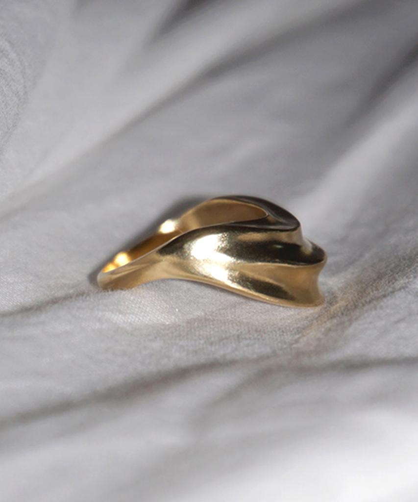 Siega 3-Layered Fold Ring (Glossy- Gold)