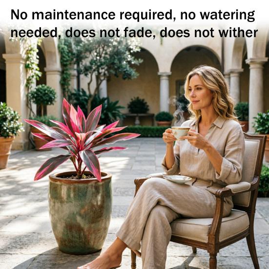 Large Realistic Artificial Fern Dragon's Blood Tree Plants, UV Resistant Fake Ferns with Pink Purple Leaves for Outdoor Garden, Patio, Wedding,