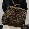 New Retro Leopard Print Large-capacity Backpack Women's Bag High-value Fashion Commuter Bag Short Trip Backpack Schoolbag