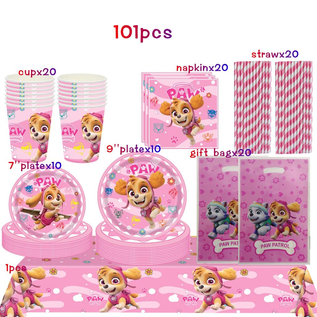 Birthday Decorations Paw Patrol for Girl Paw Patrol Birthday Kit Tablecloth Plate Cup Baby Shower Skye Birthday Party Favors