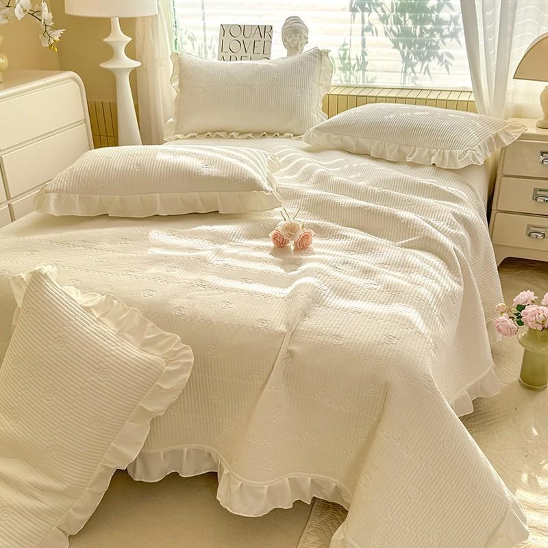 Solid color padded bed cover single piece four-season universal tatami bed sheet three-piece set padded cotton seam non-slip thickened kang cover
