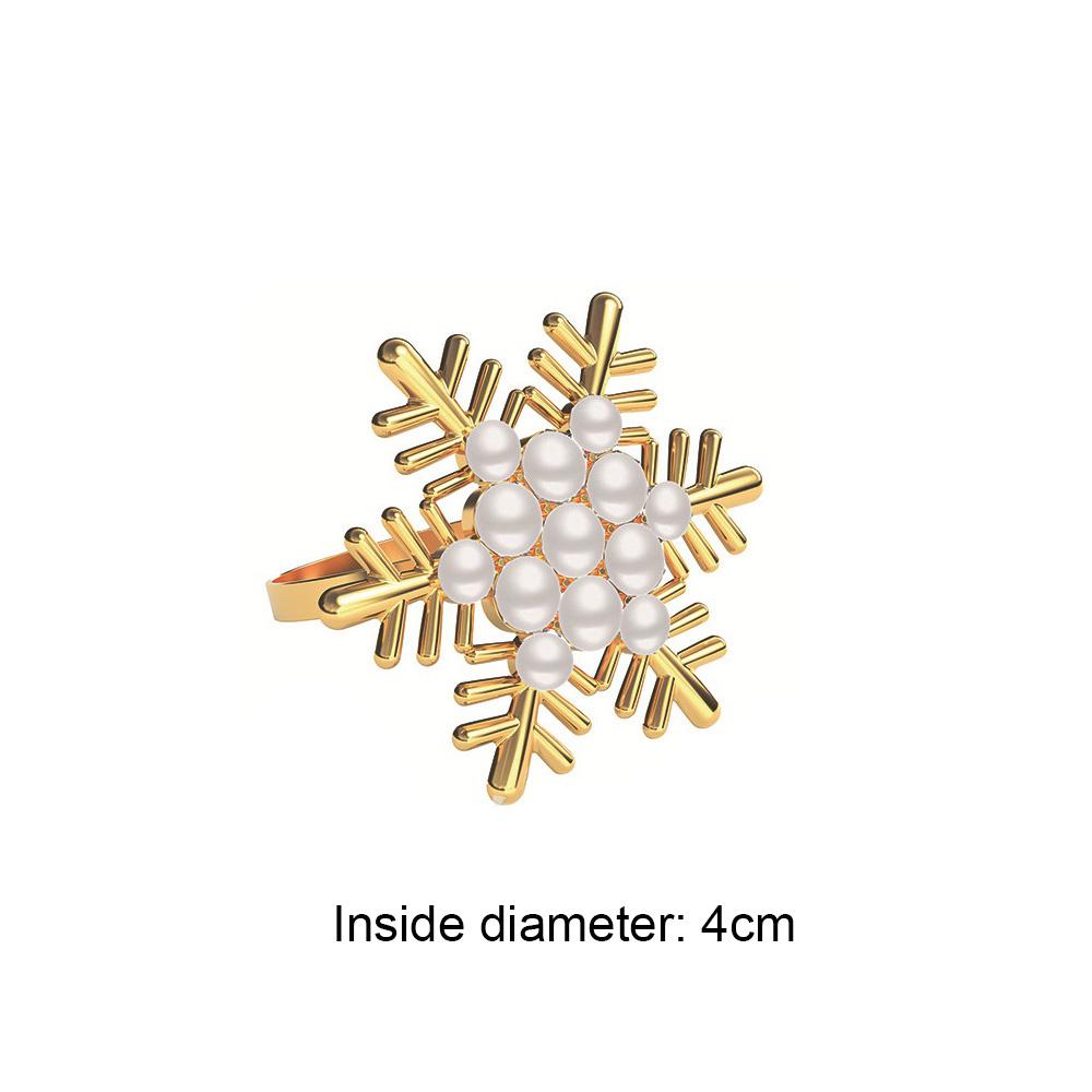 Snowflake Napkin Buckle Pearl Napkin Ring Christmas Metal Napkin Rings Restaurant Bar Kitchen Table Napkin Accessories