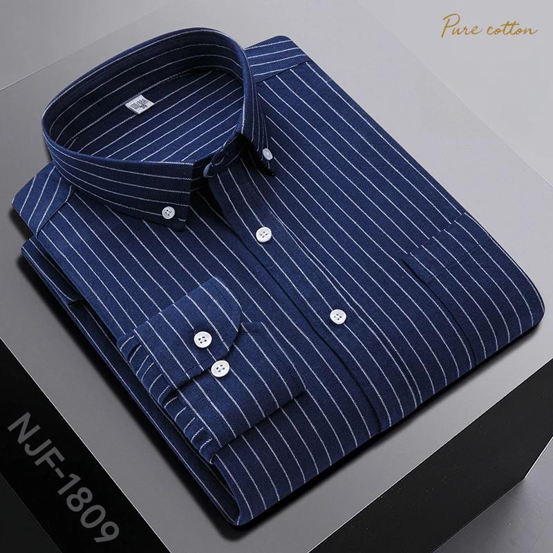 Nouveau dans Chemise Surdimensionnée Manches Longues 100% Coton Chemises pour Hommes Coupe Ajustée Formel Uni Chemise à Carreaux Décontracté Hauts Designer Vêtements Noirs