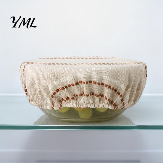 Accessoires de Rangement de Cuisine Rayés Rétro, Couvercles pour Pots à Levain, Couvercles Élastiques Réutilisables en Lin pour Bols, Couvercles Élastifiés pour Réfrigérateur, Tissu Respirant pour Aliments
