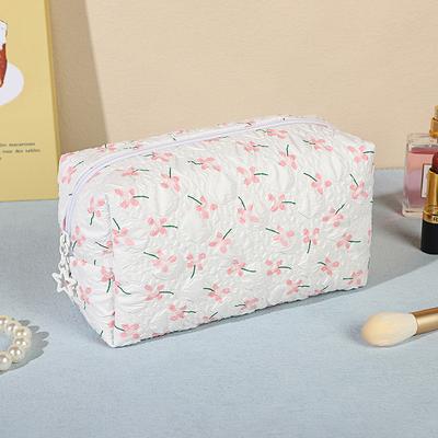 Floral Makeup Bag Cosmetic Organizer Bag Zipper Closure Cosmetic Holder Bag Multifunctional Travel Mountaineering Bag Gifts
