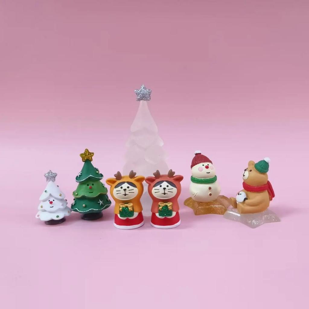 2025 Christmas Tree Santa Claus Cake Decoration Crafts Figurines Home Decor Christmas Ornaments Fairy Garden Accessories Gift