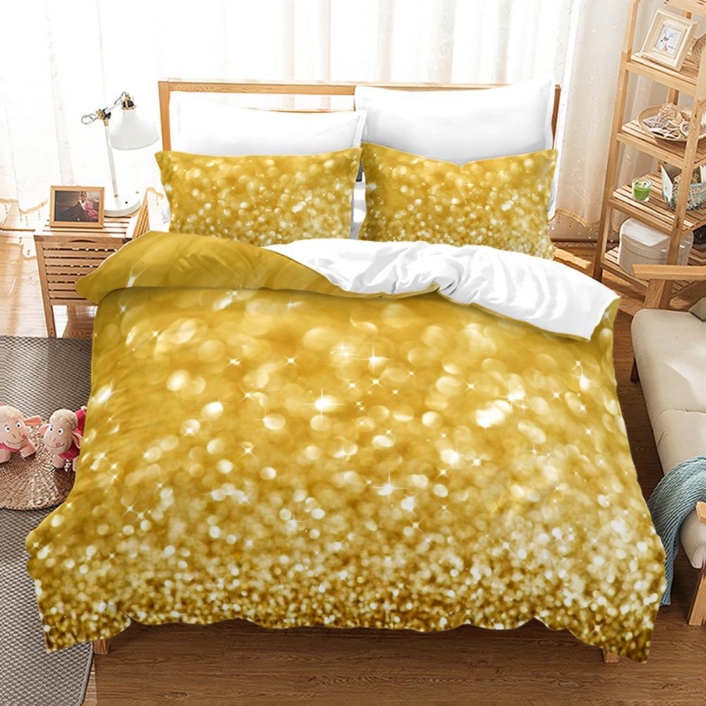 Gradient Duvet Cover Set Microfiber Rainbow Striped Glitter Sequins Quilt Cover Double Queen King Size 2/3pcs Comforter Cover