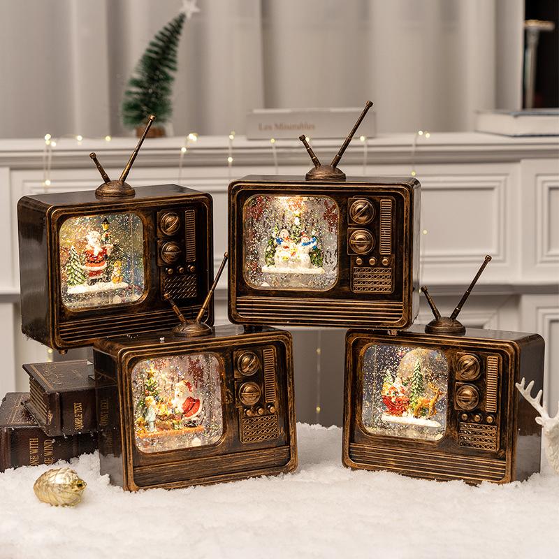 Christmas Decorations Antique TV Decoration Music Box Luminous Crystal Ball Christmas Gift