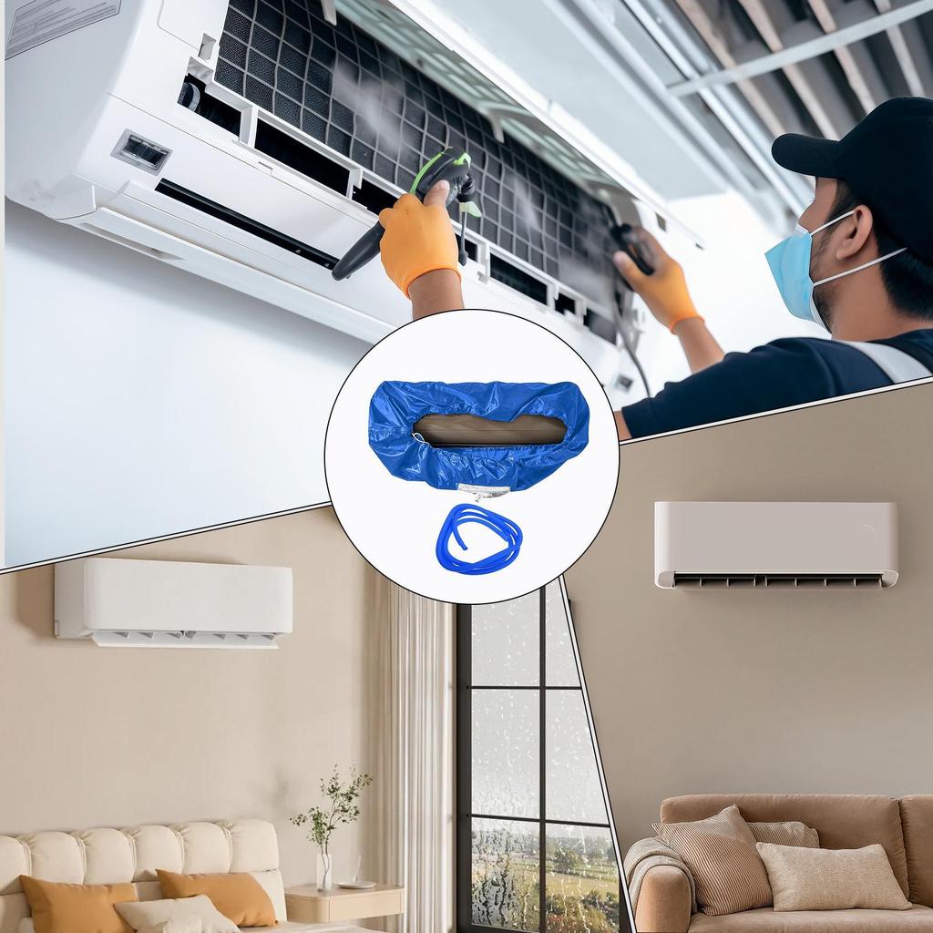 Wall Mounted Air Conditioning Cleaning Bag with Water Pipe Waterproof Dust Cover Durable Split Air Conditioner Washing Cover