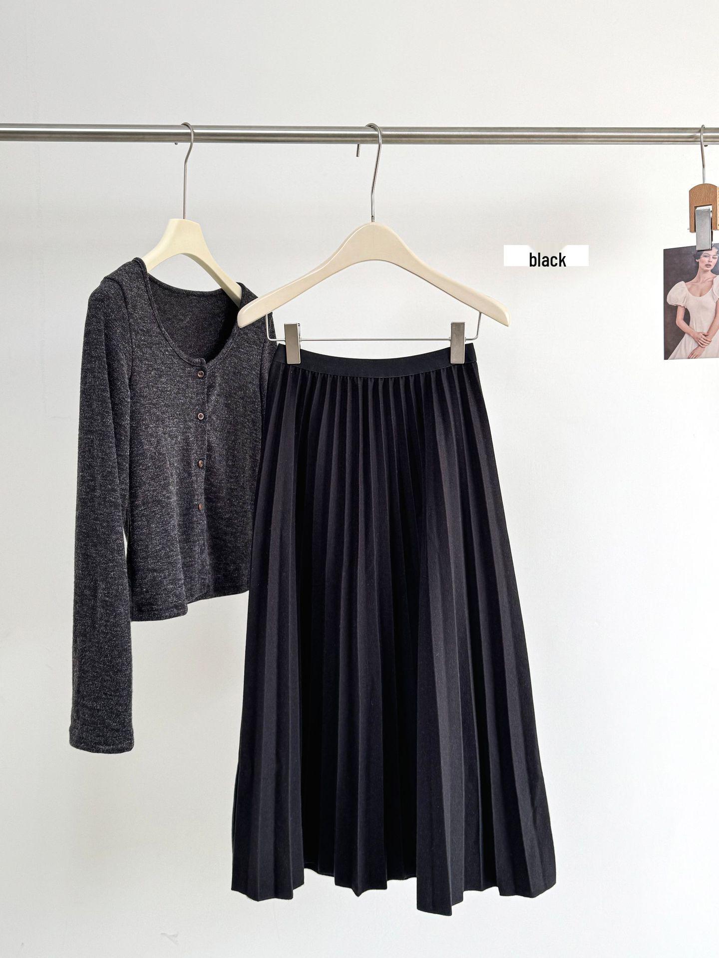 Versatile Plus Size Accordion Pleat A-Line Skirt with Elastic Waist One Size