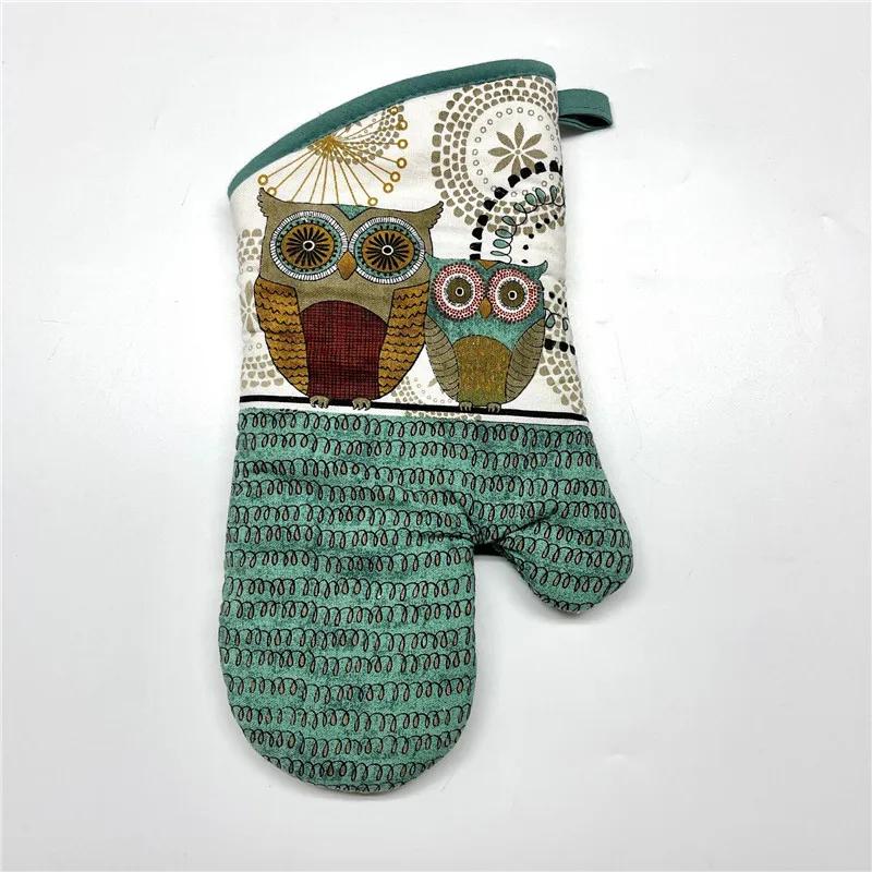 1Pc 18x33cm Cotton Retro Printed Thicken Kitchen Baking Oven Mitts Anti-Hot Microwave Insulation Glove Pad