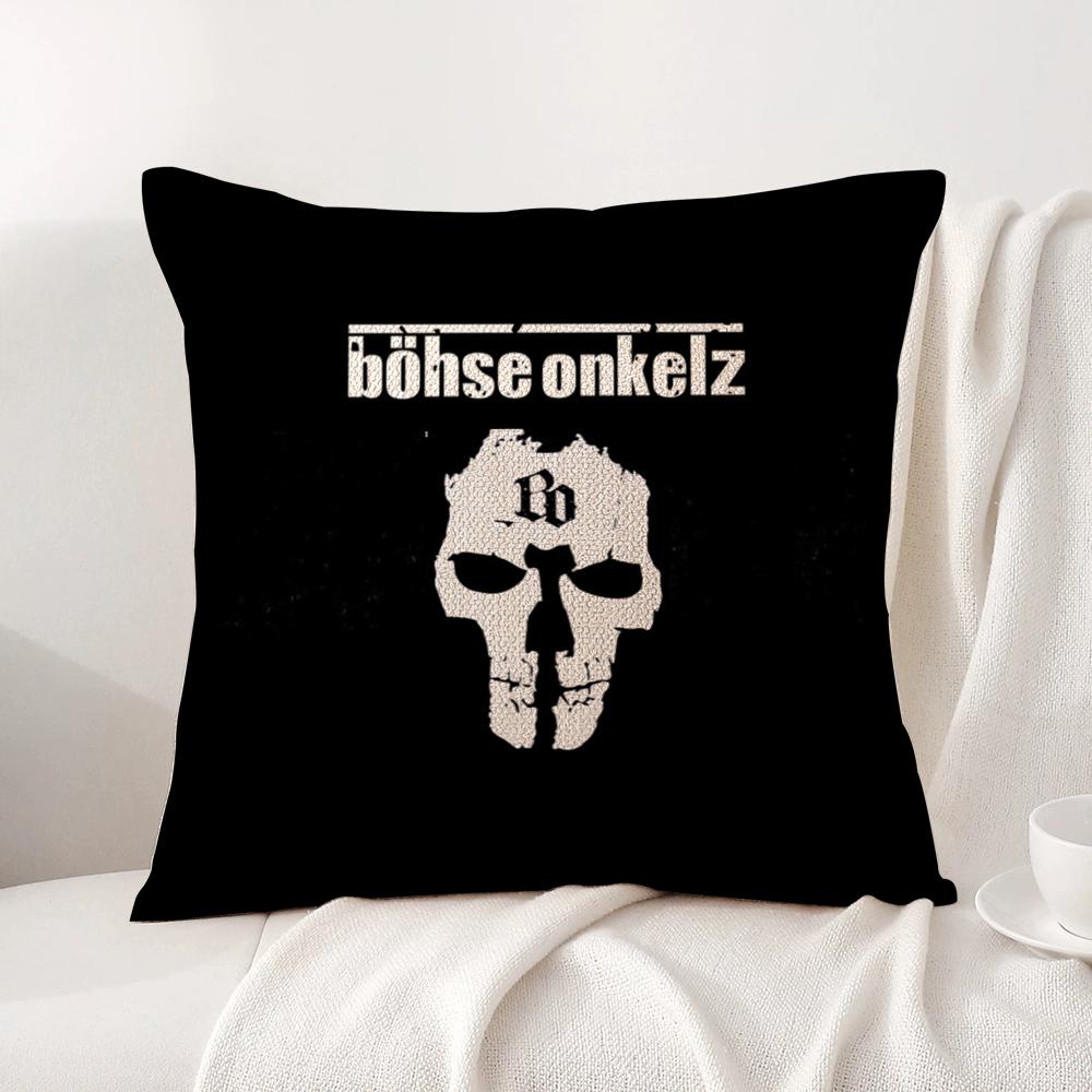 B-Bohse O-Onkelz Cushion Cover Summer Coolness Linen Fabric Double-Sided Printing Pillow Case Sofa Home Decor Gift