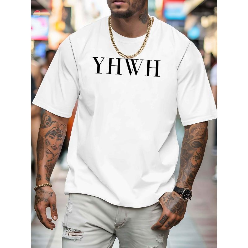 YHWH New Men'S Short-Sleeve T-Shirt, a Trendy Summer Top with Print Designs, for Casual Wear, Featuring a Round Neck And Breathable Fabric, Plus Size