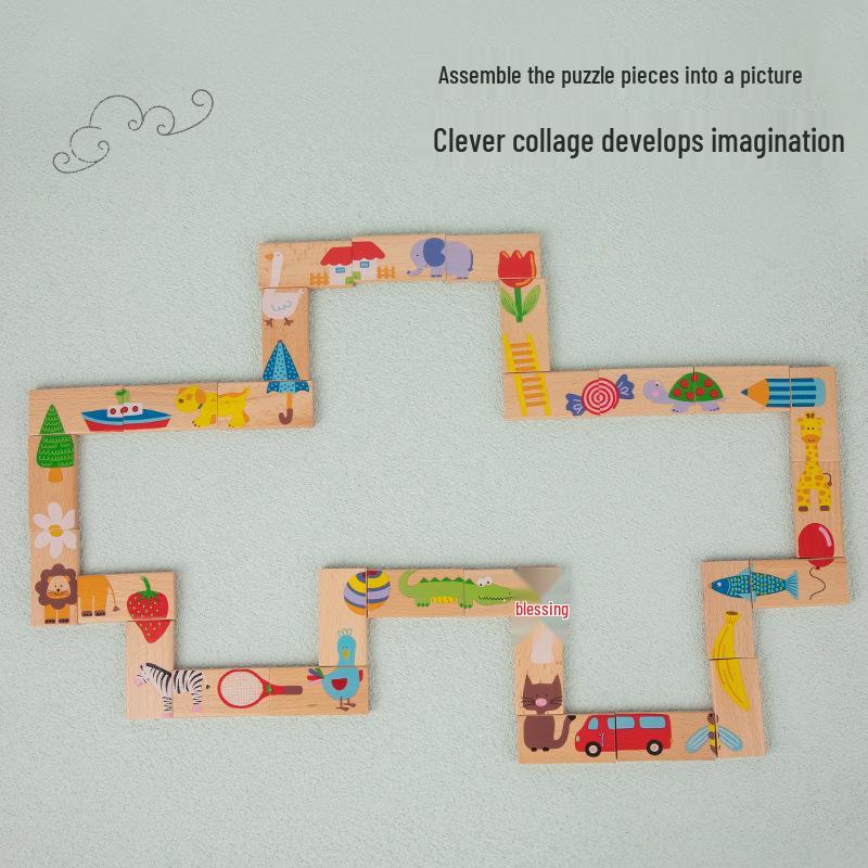 Kindergarten Domino Idiom Puzzle Set: Educational Building Blocks for Kids Ages 3-6