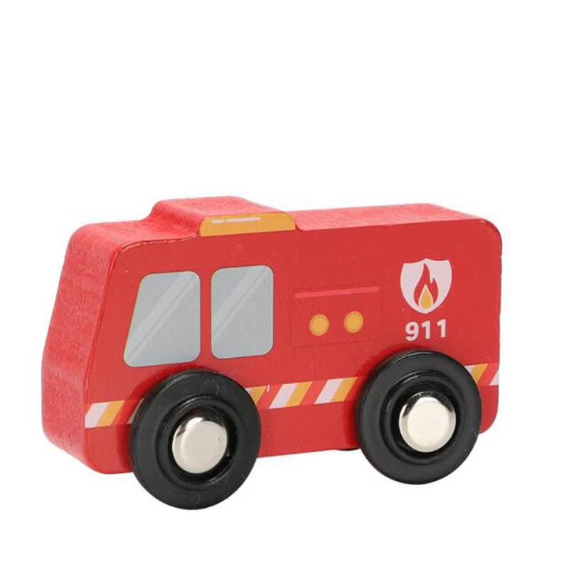 

Деревянные игрушки-поезда Пожарная машина Полицейская машина Скорая помощь Совместимы с железной дорогой Томаса Деревянные игрушки для детей миндальный
